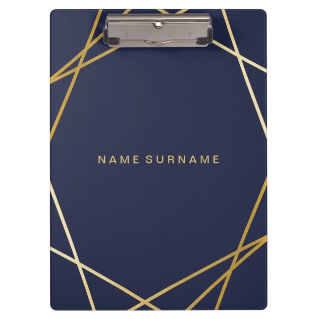 Modern Minimalist Gold Geometric Pattern Clipboard (Front)