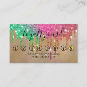 Modern Minimalist Gold Glitter Drip Loyalty Card