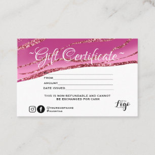 Modern minimalist Gold glitter Gift certificate