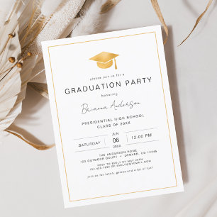 Modern Minimalist Gold Graduation Party Invitation