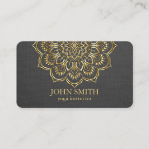 Modern Minimalist Gold Mandala Yoga Instructor Business Card