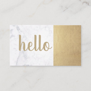 Modern Minimalist Gold Marble Hello Luxe Writer Business Card