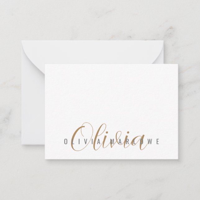 Modern Minimalist Gold Monogram Card (Front)