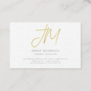 Modern Minimalist Gold Monogram Luxury Thick Business Card