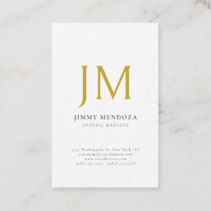 Modern Minimalist Gold Monogram Luxury Thick Paper Business Card