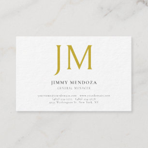 Modern Minimalist Gold Monogram Luxury Thick Paper Business Card