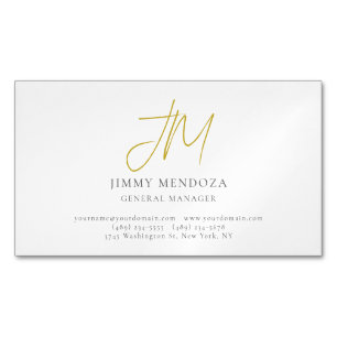 Modern Minimalist Gold Monogram Plain Simple Magnetic Business Card