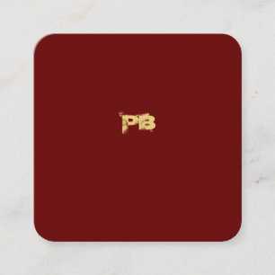 Modern Minimalist Gold Red Professional Square Business Card