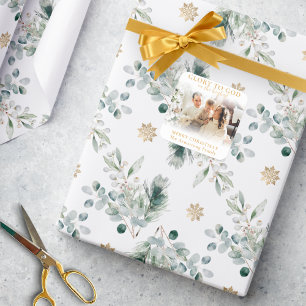 Modern Minimalist Gold Religious Christmas Photo Square Sticker