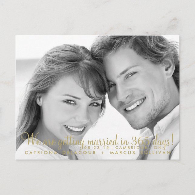 Modern Minimalist Gold Save the Date Postcard II (Front)