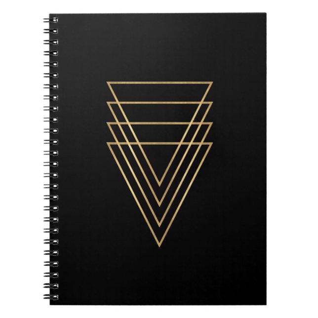 Modern Minimalist Gold Triangles Spiral Notebook (Front)