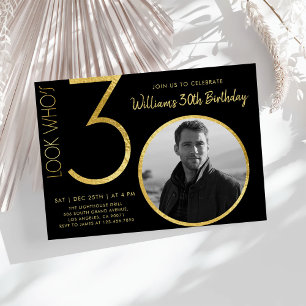 Modern Minimalist Gold Type 30th Birthday Invitation