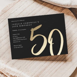 Modern Minimalist Gold Type 50th Birthday Magnetic Invitation