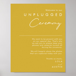 Modern Minimalist Gold Unplugged Ceremony Poster