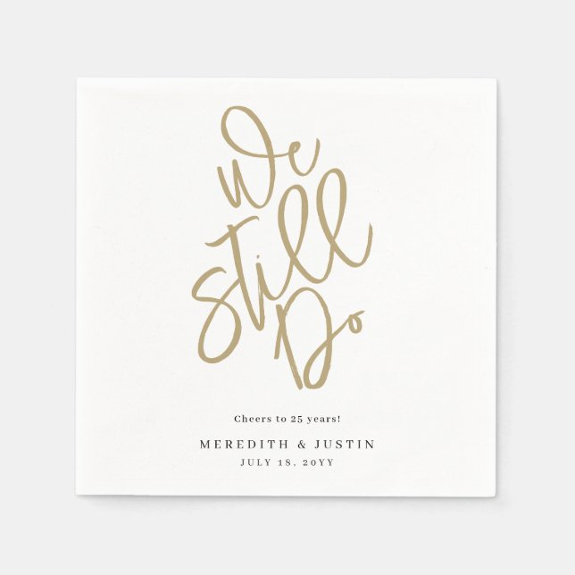 Modern Minimalist Gold Vow Renewal Party Napkins (Front)