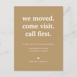 Modern Minimalist Gold We've Moved Moving Announcement Postcard
