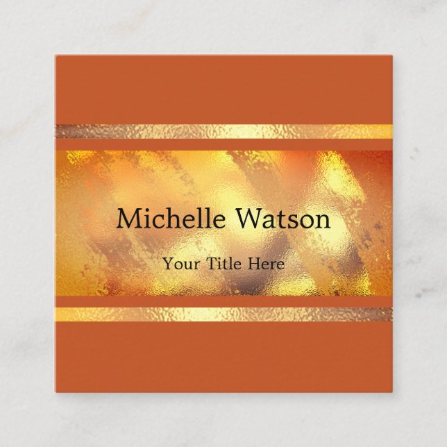 Modern minimalist Golde and Rust professional logo Square Business Card (Front)