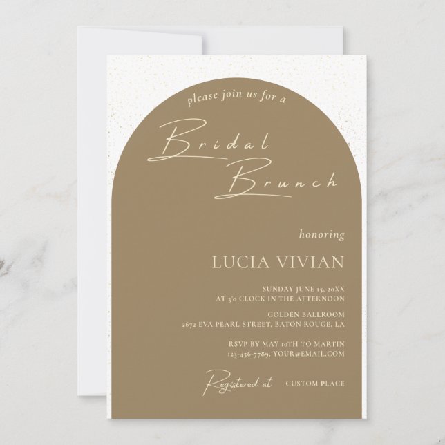Modern Minimalist Golden Dust Bridal Shower Brunch Invitation (Front)
