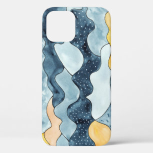 Modern Minimalist Golden Sun Illustration iPhone 12 Case