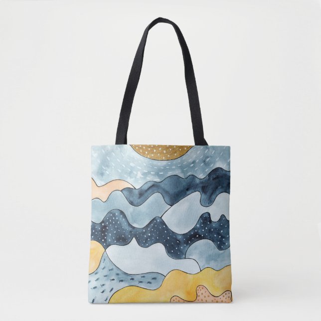 Modern Minimalist Golden Sun Illustration Tote Bag (Front)