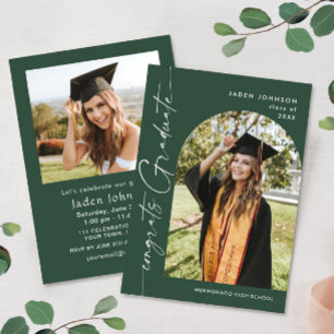Modern Minimalist Grad 2 PHOTO Graduation Party Invitation