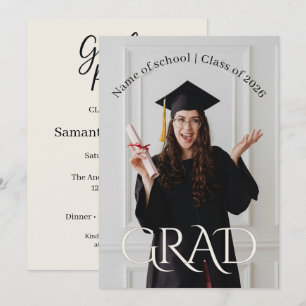 Modern Minimalist Grad   Elegant Photo Grad Party Invitation