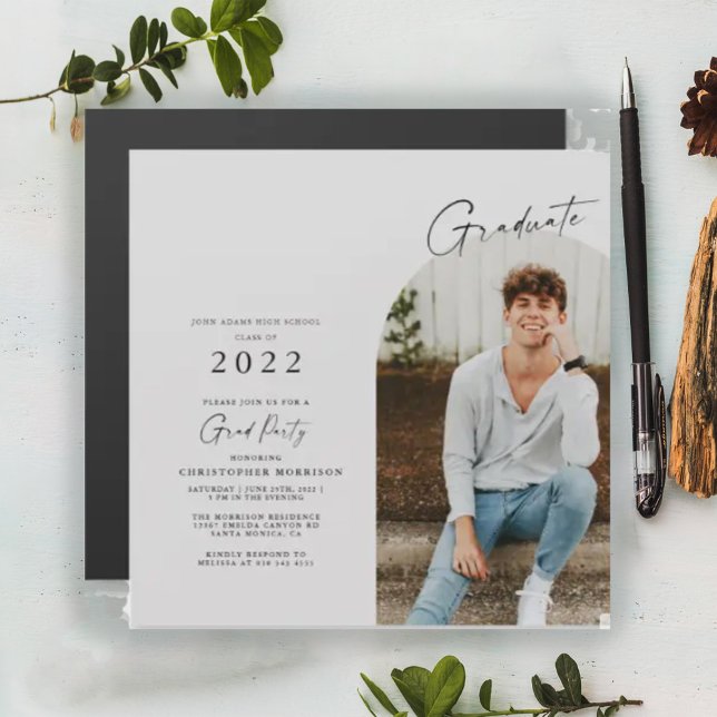 Modern Minimalist Grad Invitation Photo Magnet (Creator Uploaded)