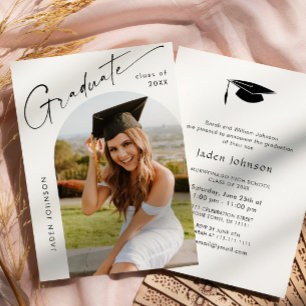Modern Minimalist Grad PHOTO Graduation Party Invitation