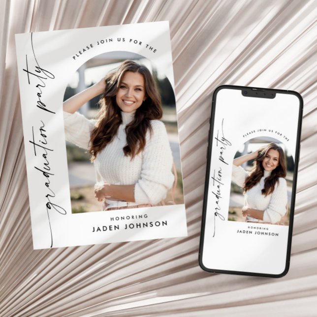 Modern Minimalist Grad PHOTO Graduation Party Invitation (Creator Uploaded)