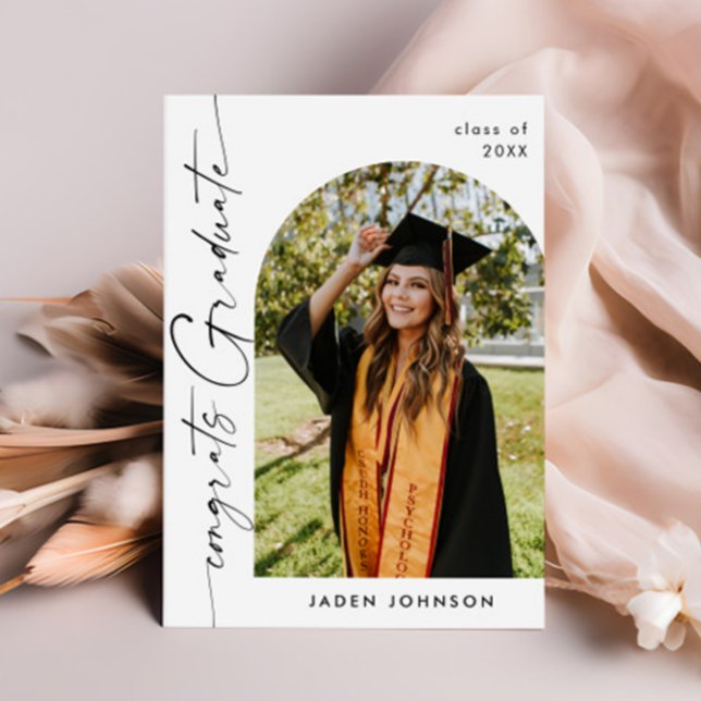 Modern Minimalist Grad PHOTO Graduation Party Invitation (Creator Uploaded)