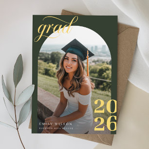 Modern Minimalist Graduate Arch Photo Graduation Thank You Card