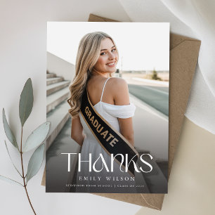 Modern Minimalist Graduate Photo Graduation Thank You Card