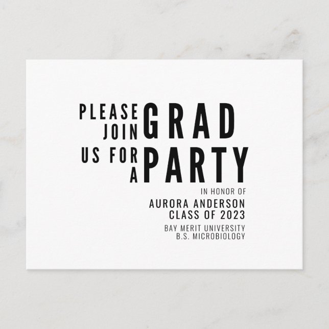 Modern Minimalist Graduation 2023 Party Postcard (Front)