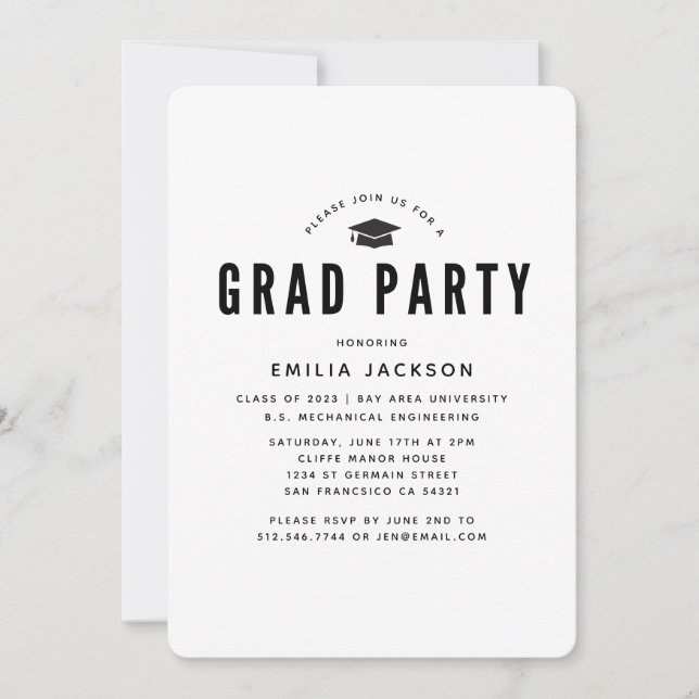 Modern Minimalist Graduation 2023 | Photo Party Invitation (Front)