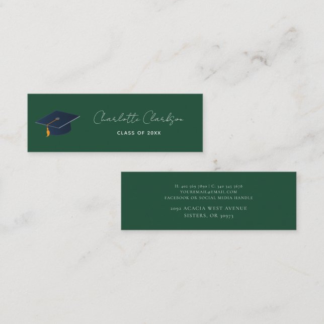 Modern Minimalist Graduation Aspiration Name Calling Card (Front/Back)