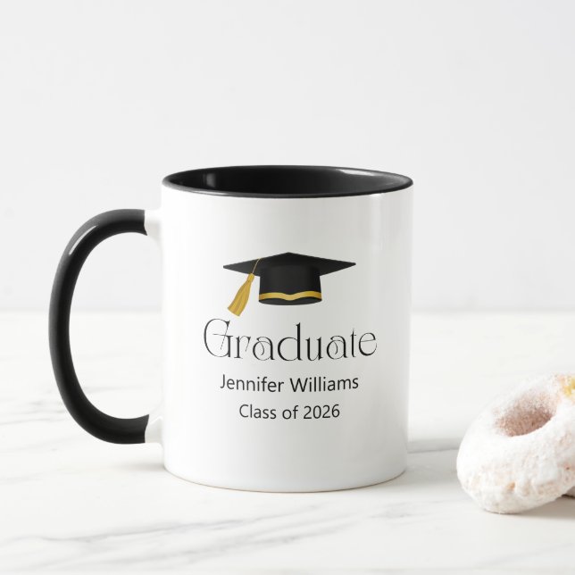 modern minimalist graduation cap class of 2026  mug (With Donut)