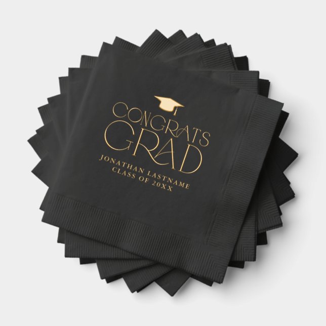 Modern Minimalist Graduation  Foil Napkins (Insitu (Stacked))