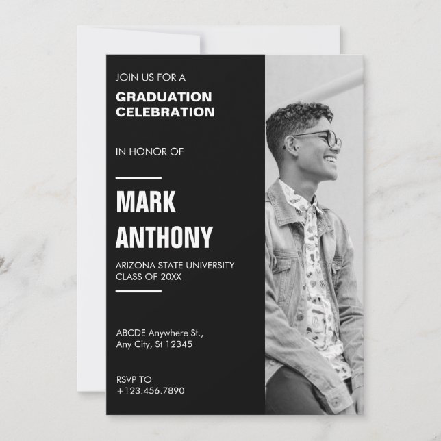 Modern minimalist graduation  invitation (Front)