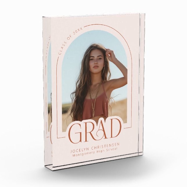 Modern Minimalist Graduation Keepsake Photo Block (Left)