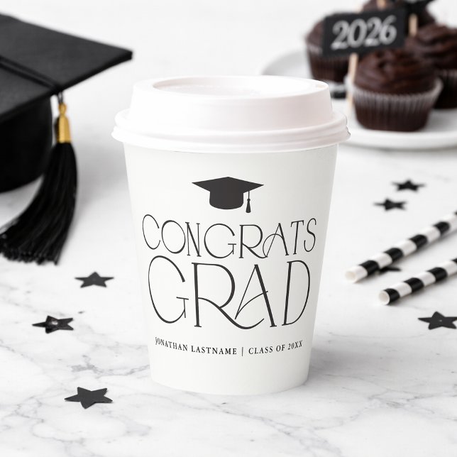 Modern Minimalist Graduation  Paper Cups (Modern Minimalist Graduation Paper Cups)