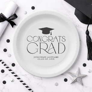 Modern Minimalist Graduation Paper Plate