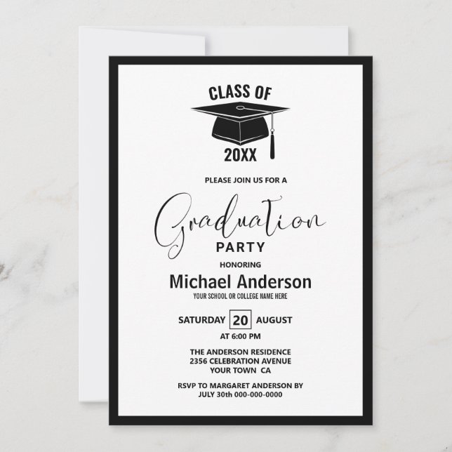 Modern Minimalist Graduation Party Invitation (Front)