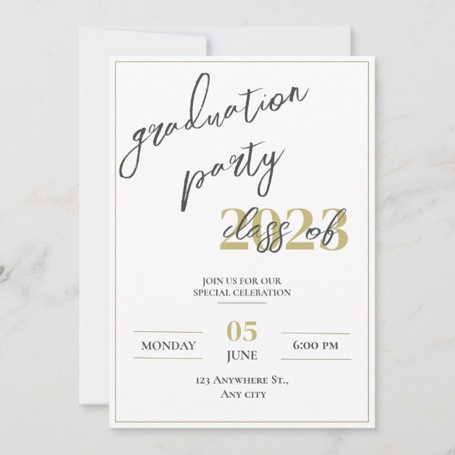 Modern minimalist graduation party invitation (Front)