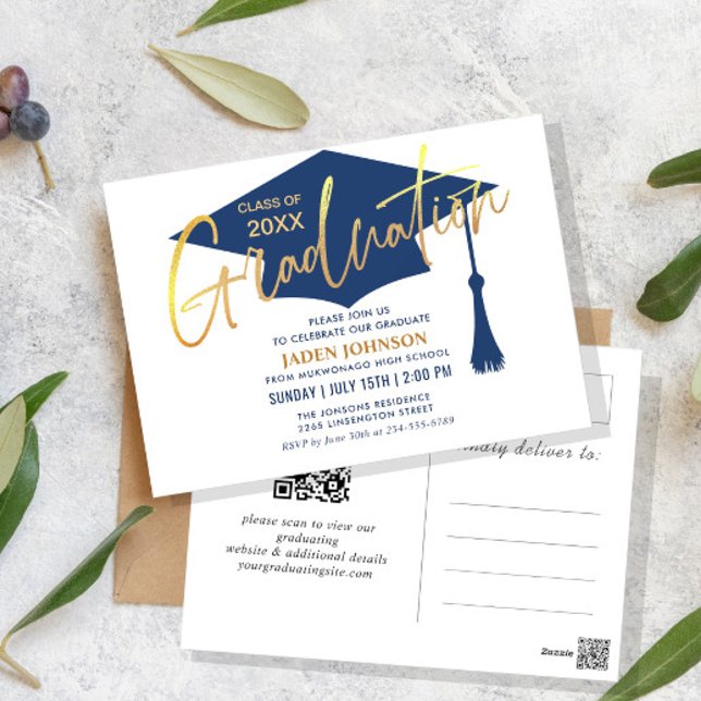 Modern Minimalist Graduation Party Invitation Postcard (Creator Uploaded)