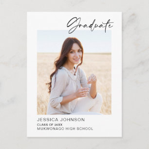 Modern Minimalist Graduation Party PHOTO Announcement Postcard
