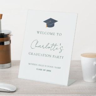 Modern Minimalist Graduation Party Welcome Pedestal Sign