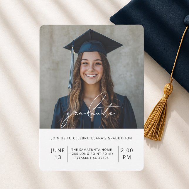 Modern Minimalist Graduation Photo | Class of 2025 Invitation (Creator Uploaded)