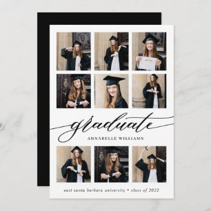 Modern Minimalist Graduation Photo Collage Announcement