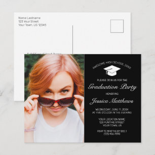 Modern Minimalist Graduation Photo Invitation Postcard