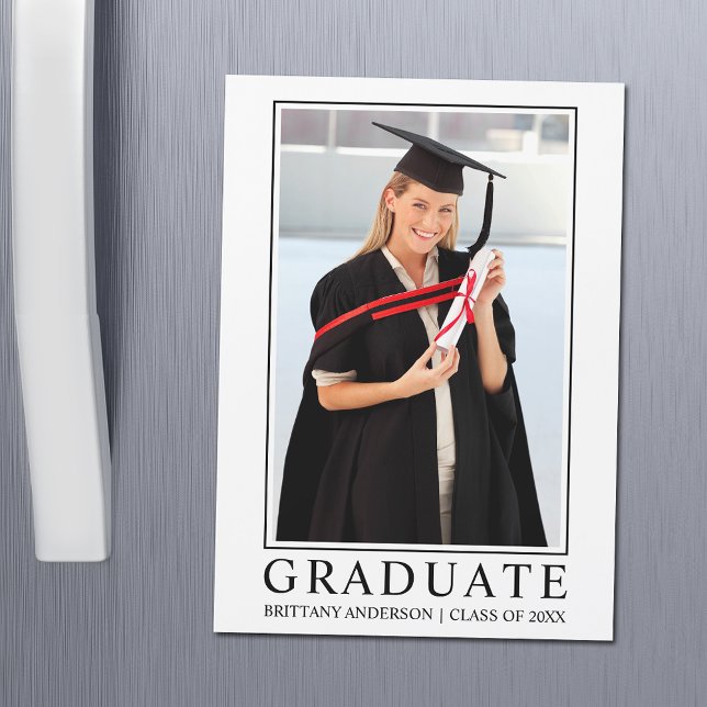 Modern Minimalist Graduation Photo Magnetic Card (Creator Uploaded)